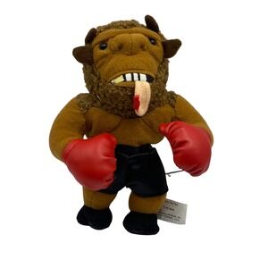 Vintage Famous Meanies Mike Bison Boxer Plush Toy‎ Tyson Boxing Gloves